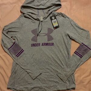 Under Armour Gray Hoodie with Purple Logo